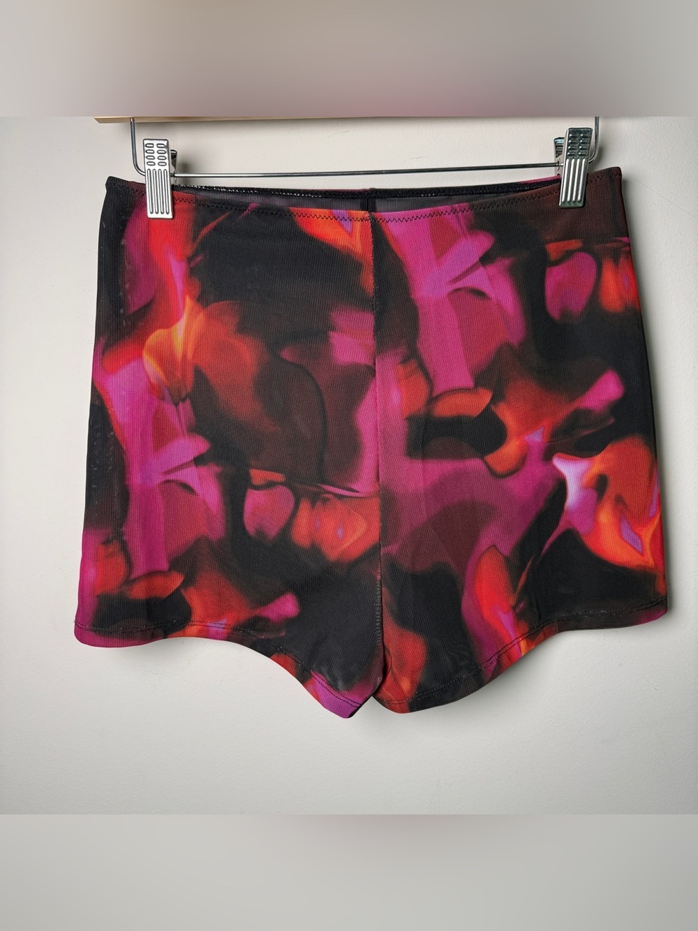 White Fox Boutique Pink Flame Print Hot Pants Size M NWT | Festival Concert Y2K